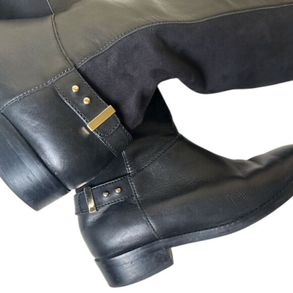 COLE HAAN Adler Black Leather Suede Riding Boots - Picture 9 of 14